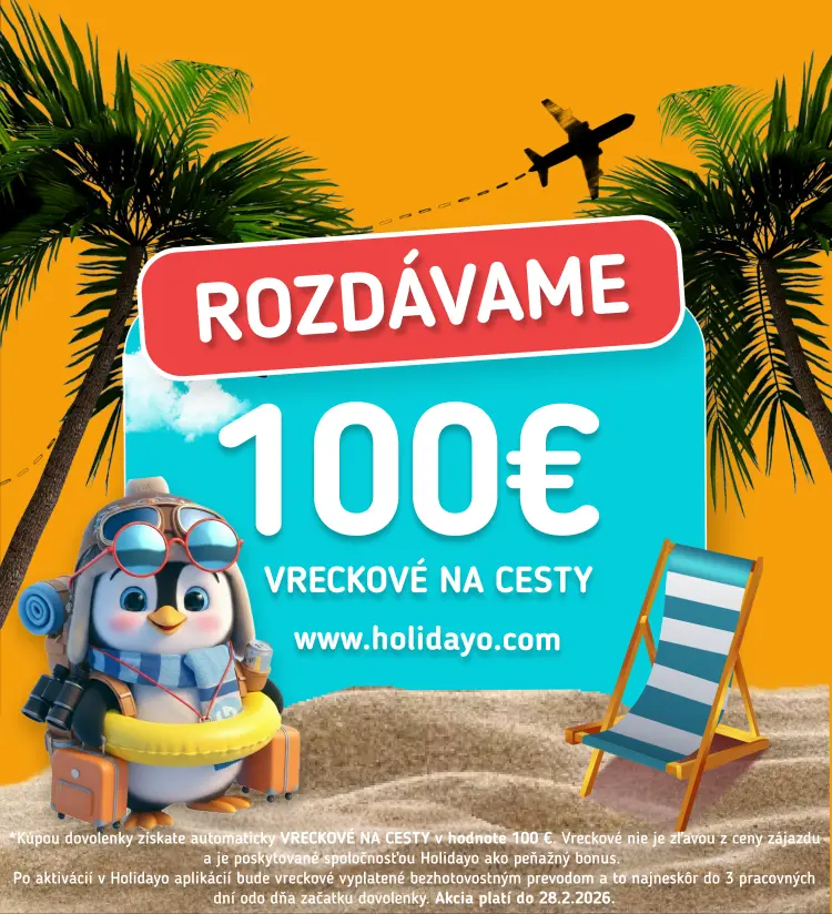 HOLIDAYO100 - 100€ vreckové na cestu